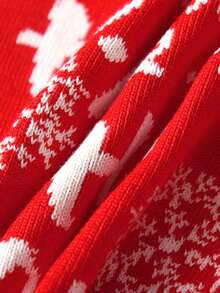 Set de 2 suéteres de niño con diseño de copos de nieve y letras navideñas, adecuado para primavera/otoño/invierno - Rojo - Ver 8