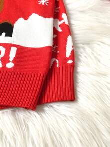 Set de 2 suéteres de niño con diseño de copos de nieve y letras navideñas, adecuado para primavera/otoño/invierno - Rojo - Ver 5