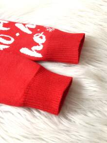 Set de 2 suéteres de niño con diseño de copos de nieve y letras navideñas, adecuado para primavera/otoño/invierno - Rojo - Ver 4