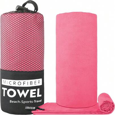 1pc Rose Red Quick Drying Towel, Ultra-Fine Fiber, Thin & Lightweight, Super Absorbent For Outdoor Sports, Camping, Gym, Yoga, Hiking Beach Essentials, Beach Towel