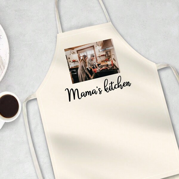 1pc Customized Photo Apron, Personalized Apron, Photo Apron, Personalized Text Apron, Gift For Her, Personalized Gift, ,Breathable,Lightweight,Washable,Funny,Cute,Love,Soft,Comfortable,Elegant,Simple,Custom,Personalized,Unique,Ideal Gifts For Him,Ideal Gifts For Her,Him,Her,Boyfriend,Girlfriend,Dad,Mom,Family,Friends,Son,Daughter,For Anniversaries,For Mother's Day,For Birthdays,For Valentine's Day,For Graduation,For Father's Day,For Children's Day,For Weddings,For Housewarming,Sofa,Bed,Car,Tea Room,Bedroom,Bathroom,Living Room,Dining Room