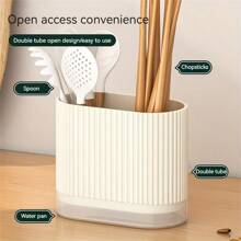 1 件餐具架，台面餐具储存排水盒，多功能塑料矩形排水冷藏盒，适用于铲子、勺子、刀子、筷子和叉子，家庭储存用品