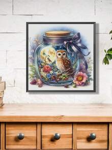 1 bộ Bộ dụng cụ thêu chữ thập họa tiết chim cú bình hoa, thêu nghệ thuật bằng chỉ tự làm, thủ công thêu chữ thập 11CT, vật liệu in chữ thập thủ công, dùng để trang trí tường nhà & làm quà tặng (không có khung) - Nhiều màu - Xem 4