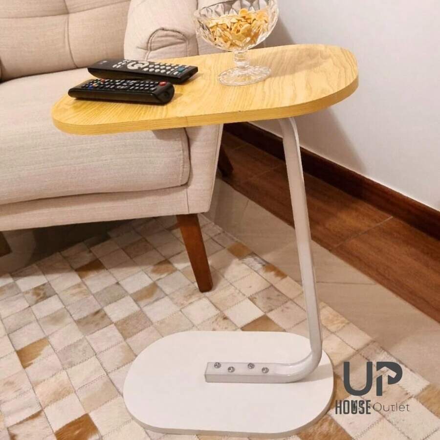 Decorative Side Table Oval Corner Support Sofa Bed Multipurpose - 米色 - 查看 1