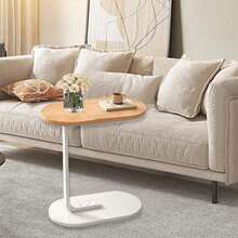 Decorative Side Table Oval Corner Support Sofa Bed Multipurpose - 米色 - 查看 2