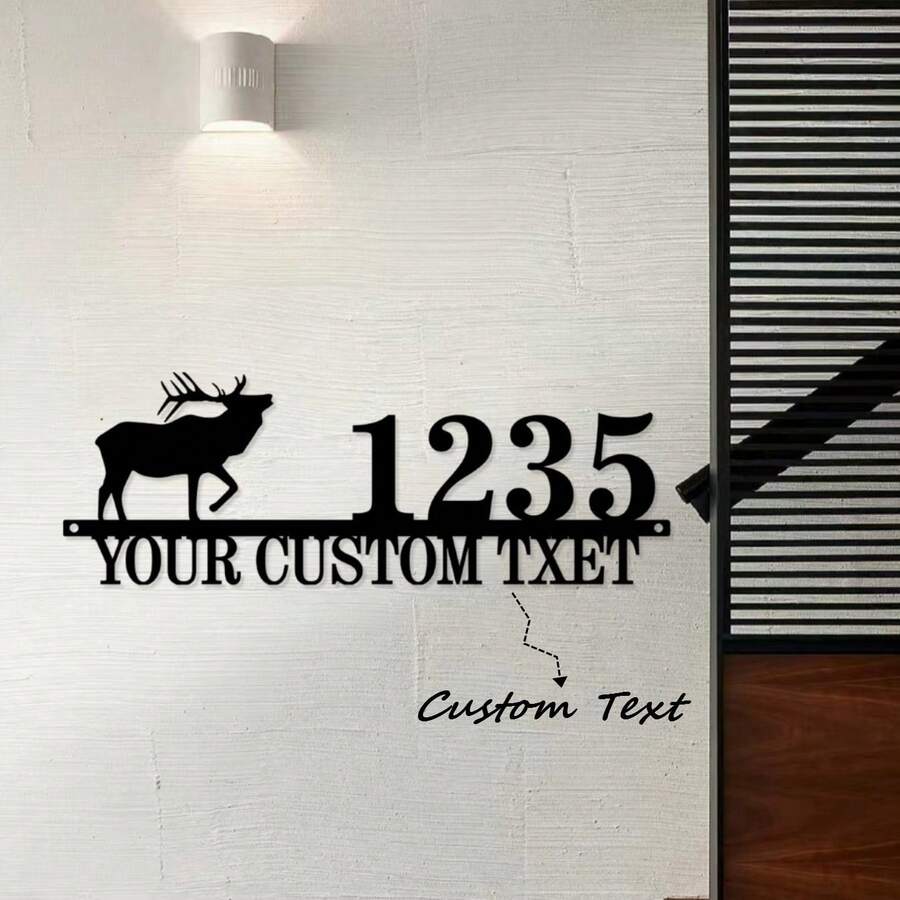 1 件定制鹿字母金属门牌号 - 个性化墙面艺术，适合家居装饰、独特入口特色和完美礼物