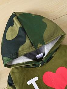 2pcs Set: Camouflage Print Letter Graphic Sweatshirt + Camo Print Letter Graphic Pants, Autumn/Winter - Army Green - View 7