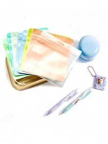 7 chiếc/18 chiếc Túi đựng đồ trong suốt nhiều màu, Túi nhựa trong suốt phẳng màu trắng, xanh dương, xanh lá, hồng, tím, xanh da trời, dùng để đựng quà tặng, đồ trang sức, văn phòng phẩm, bưu thiếp, cáp - Nhiều màu - Xem 1