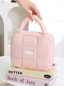 1Pc Quilting Mềm Màu Hồng Sức Chứa Lớn Túi Đựng Đồ Vệ Sinh Cá Nhân Di Động, Túi Đựng Mỹ Phẩm Du Lịch Đa Năng Túi Đựng Đồ Vệ Sinh Cá Nhân Tách Khô Và Ướt Túi Ấm Cúng Cho Mùa Đông, Đựng Son Môi, Cọ, Chăm Sóc Da, Điện Thoại Di Động, Tiền Xu, Các Vật Dụng Nhỏ, Dùng Cho Gia Đình, Du Lịch, Kỳ Nghỉ Và Trường Học, Quà Tặng Cho Bạn Bè Và Giáo Viên, Trang Trí Nhà Cửa, Quà Tặng Hoàn Hảo Cho Học Kỳ Mới, - Hồng - Xem 7