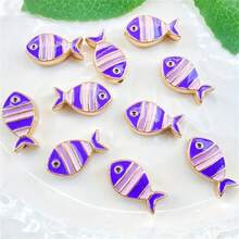 10 mặt dây chuyền giọt dầu hình cá nhiều màu DIY thủ công, dùng làm vòng tay, hoa tai, vòng cổ, phụ kiện trang sức bằng hợp kim - cá nhỏ - Xem 3