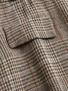 大码复古棕色格子高腰修身长裙 - 彩色 - 查看 8