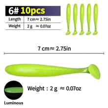 10pcs/20pcs Bicolor T-Shaped Soft Fishing Lures, Smooth Bent-Mouthed Chub Baits, Suitable For Fresh Water And Saltwater Realistic Soft Baits, Fishing Gear, Fishing Accessories