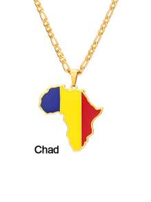 GuoShuang 1 件嘻哈非洲地图吊坠项链不锈钢阿尔及利亚摩洛哥埃及突尼斯 Libay 珠宝 - 金色 - 查看 21