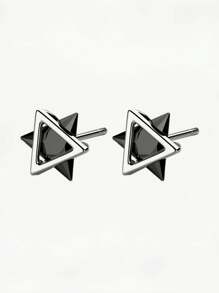 1 par de brincos masculinos com design geométrico simples, brincos triangulares da moda, adequados para uso diário, viagens, festas, presentes de aniversário e qualquer ocasião