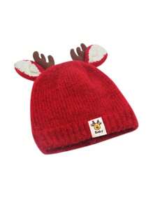 Christmas Kids Boys Girls Infant Knit Beanie Hat, Baby Thick Deer Pattern Winter Warm Cap - Red - View 6