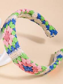1 件手工编织彩色头带针织乡村雏菊互联网著名优雅精致甜美发饰，凸显面部 - 針織髮箍 - 查看 6