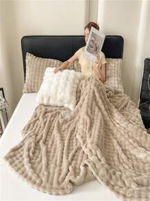 1 件仿兔毛绒毯，蓬松，牛奶羊绒，法兰绒毯，办公室午睡毯，休闲毯，沙发毯，万圣节蓬松毯，仿羊毛毯