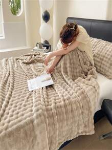 1 件仿兔毛绒毯，蓬松，牛奶羊绒，法兰绒毯，办公室午睡毯，休闲毯，沙发毯，万圣节蓬松毯，仿羊毛毯