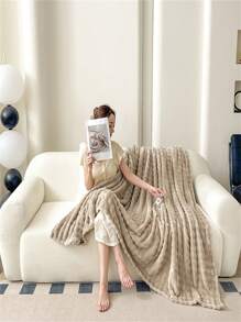 1 件仿兔毛绒毯，蓬松，牛奶羊绒，法兰绒毯，办公室午睡毯，休闲毯，沙发毯，万圣节蓬松毯，仿羊毛毯