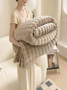 1 件仿兔毛绒毯，蓬松，牛奶羊绒，法兰绒毯，办公室午睡毯，休闲毯，沙发毯，万圣节蓬松毯，仿羊毛毯