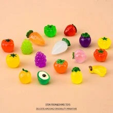 1 套迷你旅行箱 + 迷你逼真水果蔬菜玩具，发光微型蔬菜水果行李箱仿真模型，娃娃屋配件装饰，迷你水果