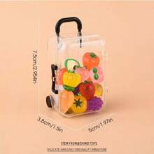 1 套迷你旅行箱 + 迷你逼真水果蔬菜玩具，发光微型蔬菜水果行李箱仿真模型，娃娃屋配件装饰，迷你水果