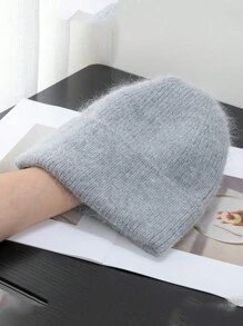 1pc Women's Solid Color Knit Hat, Fashionable Loose Knitted Cap, Soft & Warm Rabbit Hair Large Circumference Beanie, Suitable For Outdoor Travel In Autumn/Winter - Knitted Hat - View 26