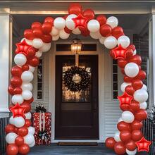 82/118 件圣诞气球花环拱门套件，含红白气球、红星铝箔气球，用于室内外派对装饰、圣诞装饰 - 彩色 - 查看 4