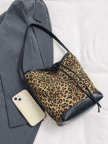 Bộ 1 túi đeo vai họa tiết da báo, túi đeo nách, túi đeo chéo dùng hàng ngày cho nữ mùa thu/đông - Nhiều màu - Xem 4