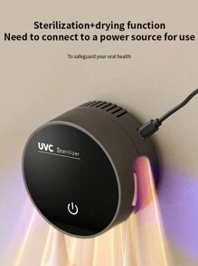 1个自动紫外线牙刷消毒器，浴室牙刷消毒器，USB充电壁挂式牙刷架，带热风烘干和自动消毒功能，2个牙刷槽，家用牙刷消毒清洁器，浴室收纳，浴室配件 - 彩色 - 查看 5