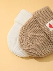 2 件套蘑菇皇冠图案冬季保暖针织无檐小便帽，柔软舒适婴儿幼儿男孩女孩儿童礼物 - 彩色 - 查看 2