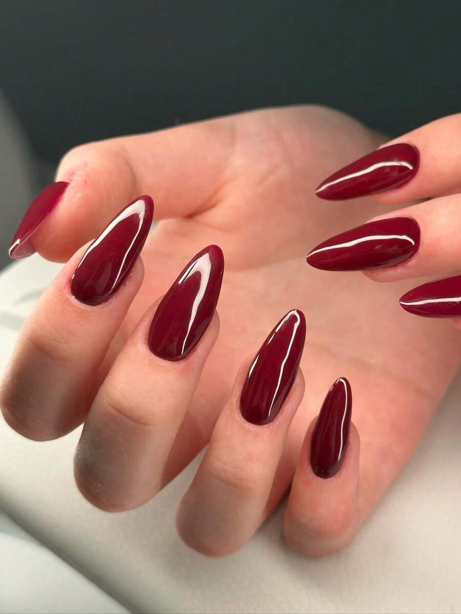 24 mẫu thiết kế cao cấp, thiết kế không khí thanh lịch, cảm giác bấm móng tay, hình vuông ngắn, không khí lễ hội lãng mạn, bộ móng tay thời trang phù hợp, phù hợp cho tiệc tùng và trang phục hàng ngày của phụ nữ, tặng một dũa móng tay và keo dán - Màu Đỏ Sâu - Xem 1