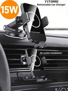 YITUMU Bộ sạc không dây trên ô tô, Sạc nhanh Qi 15W, Kẹp điện thoại trên ô tô, Giá đỡ điện thoại trên cửa gió điều khiển kính chắn gió, Giá đỡ điện thoại trên ô tô cho hầu hết các điện thoại Android và Apple có sạc không dây - Nhiều màu - Xem 1