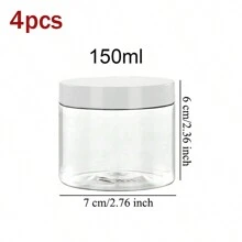 4pcs 7cm Diameter Plastic Storage Bottles With Lids, Paint/Cream/Mask Jars, Eye Cream/Face Cream Bottles, PET Transparent Sampling Containers For Cosmetics - White - View 17