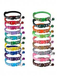 10 chiếc vòng cổ thú cưng có thể điều chỉnh có chuông và phản quang, thiết kế hình dấu chân dễ thương, an toàn cho mèo và chó - Nhiều màu - Xem 3
