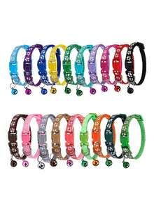 10 chiếc vòng cổ thú cưng có thể điều chỉnh có chuông và phản quang, thiết kế hình dấu chân dễ thương, an toàn cho mèo và chó - Nhiều màu - Xem 4