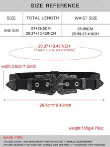 Boho 1pc Women Western Buckle Belt Halloween Summer, School Fall, Autumn, Halloween - Black - View 4
