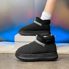 1 Đôi bốt đi tuyết thường ngày cho nữ, Thiết kế tối giản nhẹ, Mặc hàng ngày, Có lót giữ nhiệt, Ấm áp & Mềm mại, Mùa thu/Đông - màu đen - Xem 5