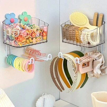 1pc No-Drill Wall Mounted Storage Rack, Multi-Use Organizer Box For Hair Accessories, Headbands, Hair Ties, Space Saving, Gender Reveal Party, Perfect For Birthdays, Weddings, Parties, The Perfect Gift For Colleagues, Friends, And Family, Back To School