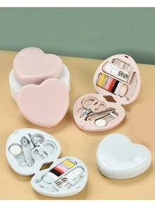 1 bộ dụng cụ may vá mini hình trái tim, vật dụng thiết yếu đa năng trong gia đình, bộ dụng cụ di động, có thể đặt trong ký túc xá sinh viên, hộp đựng đồ may vá thủ công - Nhiều màu - Xem 3