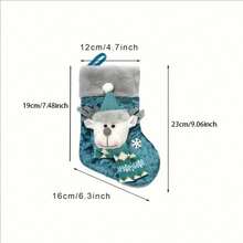 Bộ 3 tất Giáng sinh cổ điển với hình ông già Noel, tuần lộc và người tuyết - Tất treo trang trí ngày lễ bằng polyester, thích hợp cho nhà cửa, tiệc tùng và trang trí lò sưởi - Không có lông vũ, phù hợp cho dịp lễ Giáng sinh. - Màu xanh nhạt - Xem 9