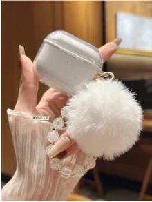 闪亮耳机盒配毛球吊饰串珠链AirPods4/1/2/3/Pro/Pro2 - 彩色 - 查看 9