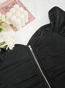 EZNV 1 件装全新纯色性感露背细肩带吊带背心细肩带上衣露肩 - 黑色 - 查看 11