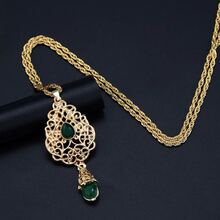1 件阿拉伯女式水滴吊坠项链金色镂空阿拉伯式泪滴设计阿尔及利亚新娘珠宝 - 吊墜項鍊 - 查看 5