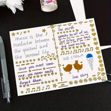 1 miếng dán họa tiết trái tim màu vàng/bạc - Polyethylene Terephthalate chủ đề tình yêu - Trang trí lấp lánh tự dính bóng cho bề mặt nhựa, sử dụng một lần, hình dạng không đối xứng - Một cỡ - Xem 10