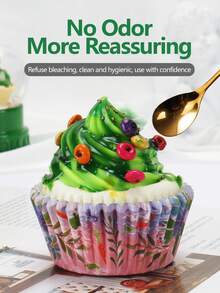 50 chiếc/bộ chủ đề Giáng sinh tình yêu đang lớn lên giấy lót bánh nướng xốp chống dầu mỡ, dùng cho các buổi họp mặt gia đình và tiệc tùng - Nhiều màu - Xem 2