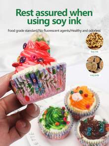 50 chiếc/bộ chủ đề Giáng sinh tình yêu đang lớn lên giấy lót bánh nướng xốp chống dầu mỡ, dùng cho các buổi họp mặt gia đình và tiệc tùng - Nhiều màu - Xem 3