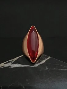 High-Quality Luxury Elegant Gold-Tone Artificial Red Crystal Simulated Ruby Ring, Suitable For European, Middle Eastern And American Women - Gold Ring - View 11