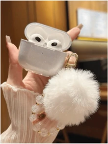 闪亮耳机盒配毛球吊饰串珠链AirPods4/1/2/3/Pro/Pro2 - 彩色 - 查看 8