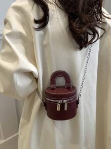 Wholesale Fashion Women 2025 New Arrival High-End Burgundy Makeup Bag Case Mini Shoulder Crossbody Bag, Fashionable Burgundy Bag , Red Bag , Burgundy Bag - Burgundy - View 5
